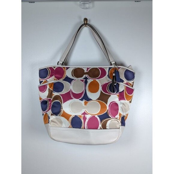 Coach F23299 Park Hand Drawn Scarf Print North South Tote Bag Charm Hobo - Picture 1 of 10